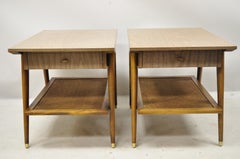 Mid Century Imperial Grand Rapids Atomic Era 2 Tier Laminate End Tables - a Pair