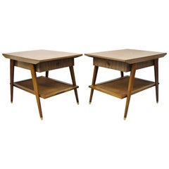 Retro Mid Century Imperial Grand Rapids Atomic Era 2 Tier Laminate End Tables - a Pair