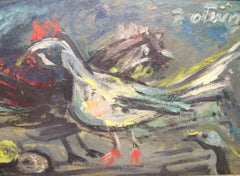Impressionism Woodstock NY Artist "Chicken and Eggs" Oil on Canvas