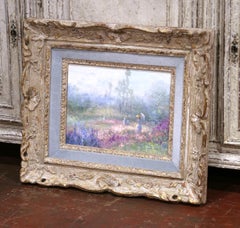 Mid-Century Impressionist Garden Landscape Oil Painting Signed Marion Rice
