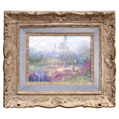 Mid-Century Impressionist Garden Landscape Oil Painting Signed Marion Rice