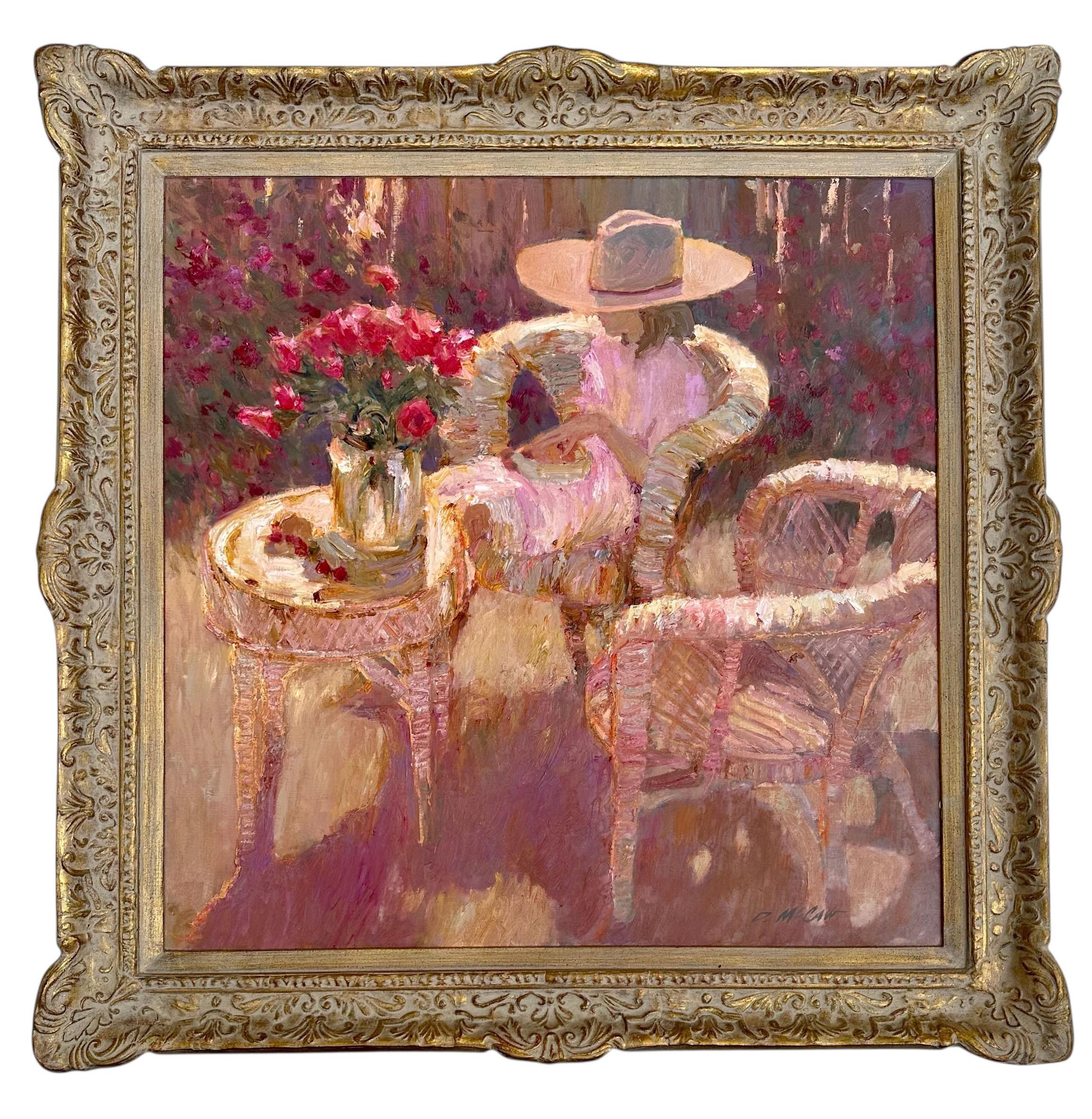 Mid Century Impressionist Oil Painting “Sunlit Woman Garden Bouquet” by Dan McCa In condizioni buone in vendita a Tampa, FL