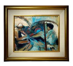 Mid Century Impressionist Oil Painting Women on the Beach