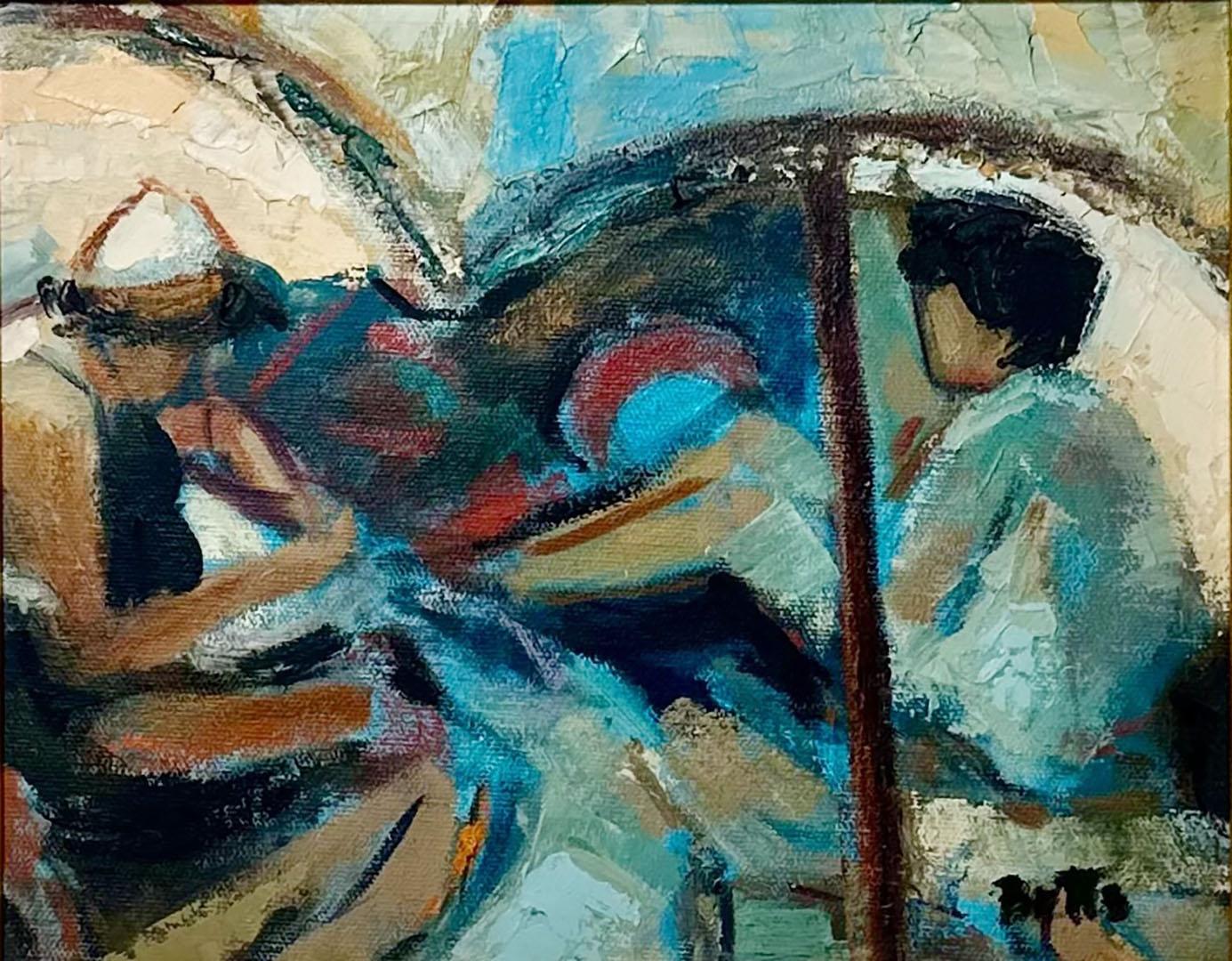 American Mid Century Impressionist Oil Painting Women on the Beach For Sale