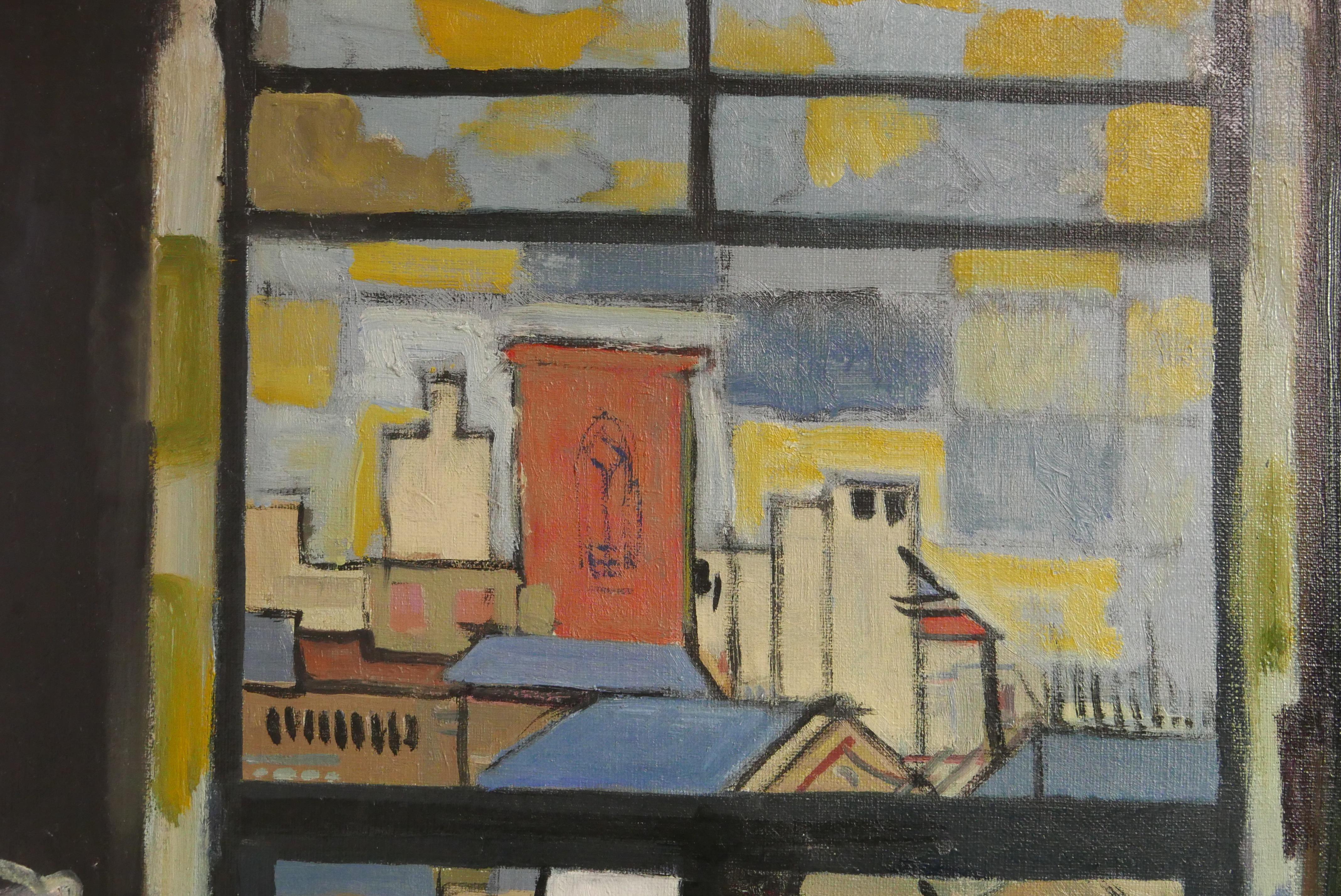 Hand-Painted Midcentury Abstract / Impressionist Painting by Herbert Buckley, circa 1940 For Sale