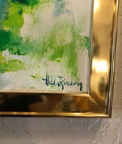 Midcentury Impressionistic Colorful Oil Painting by Hilda Rindom