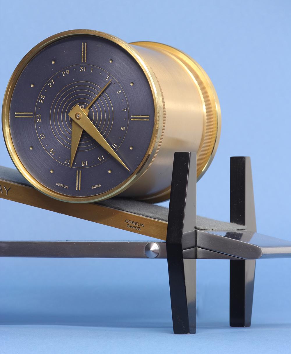 Swiss Mid-Century Incline Plane Clock by Gubelin