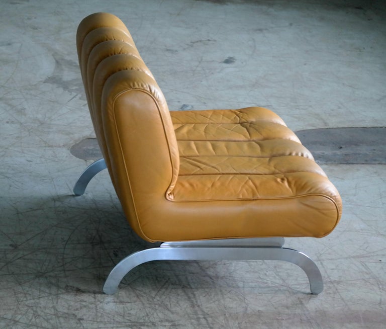 Midcentury Independence Lounge Chair in Mustard Yellow Leather by Karl