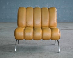 Midcentury Independence Lounge Chair in Mustard Yellow Leather by Karl Wittmann