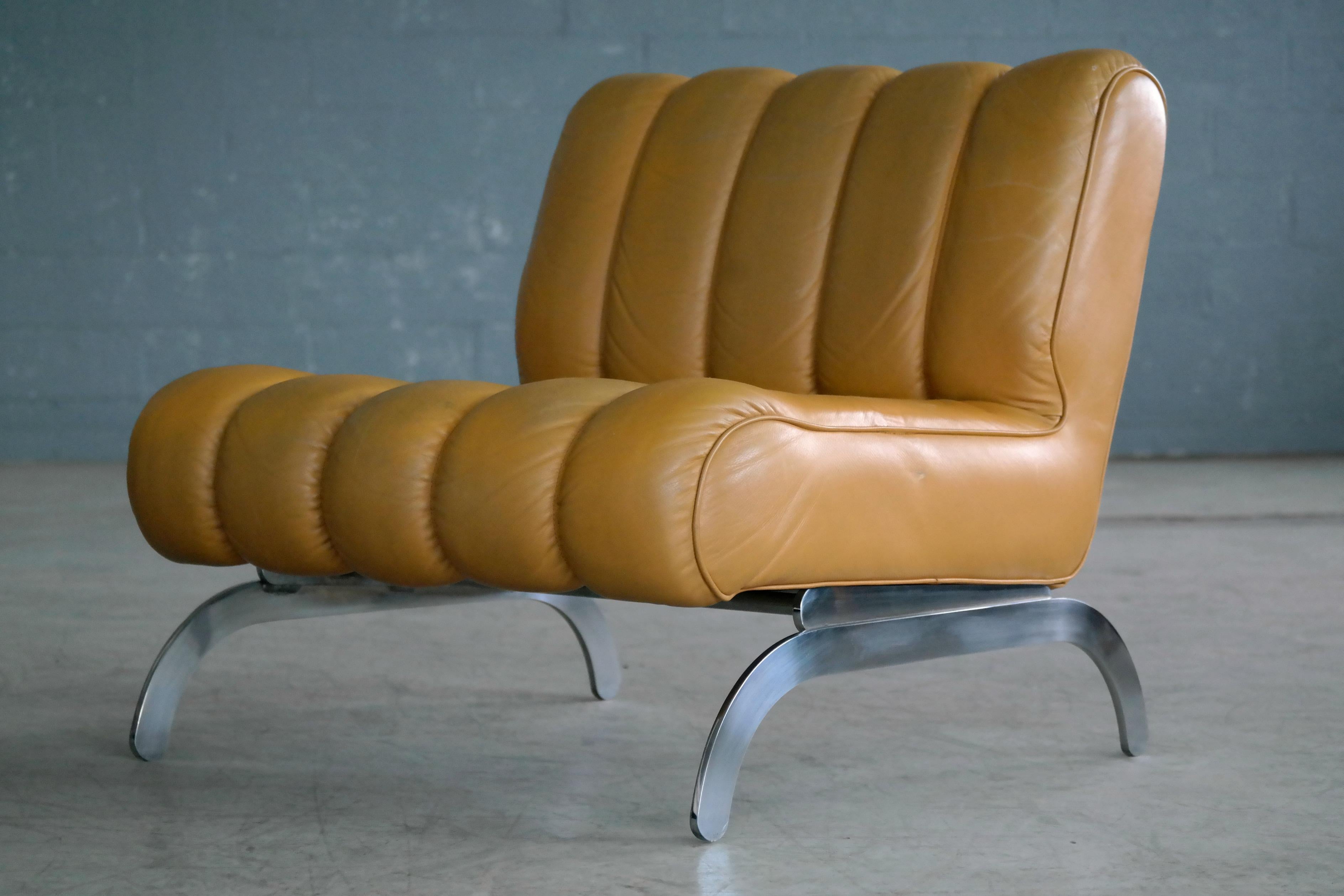 Mid-Century Modern Midcentury Independence Lounge Chair in Mustard Yellow Leather by Karl Wittmann