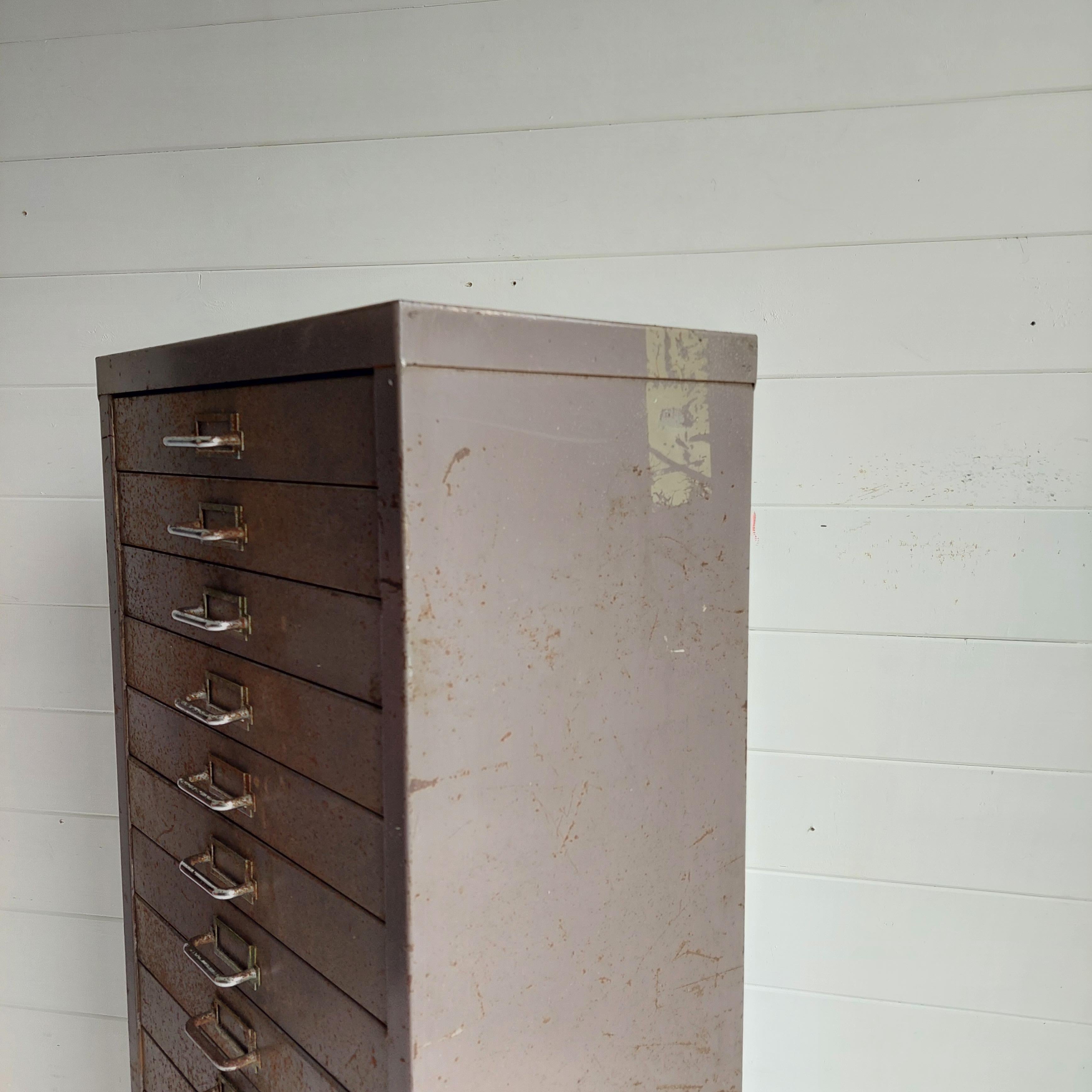 Mid Century Industrial  15 Drawer Filing Cabinet By Store 1950s 10