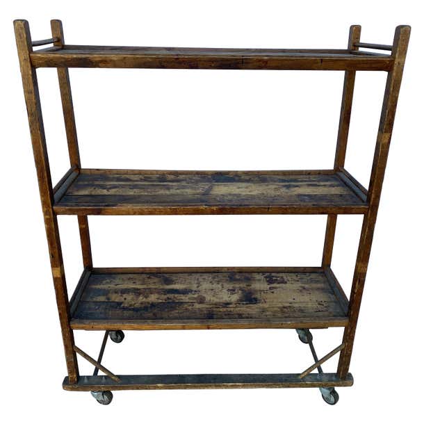 Mid Century Industrial 3 Tier Wood Bread Storage Rack at 1stDibs ...