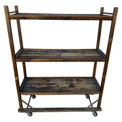 Mid Century Industrial 3 Tier Wood Bread Storage Rack