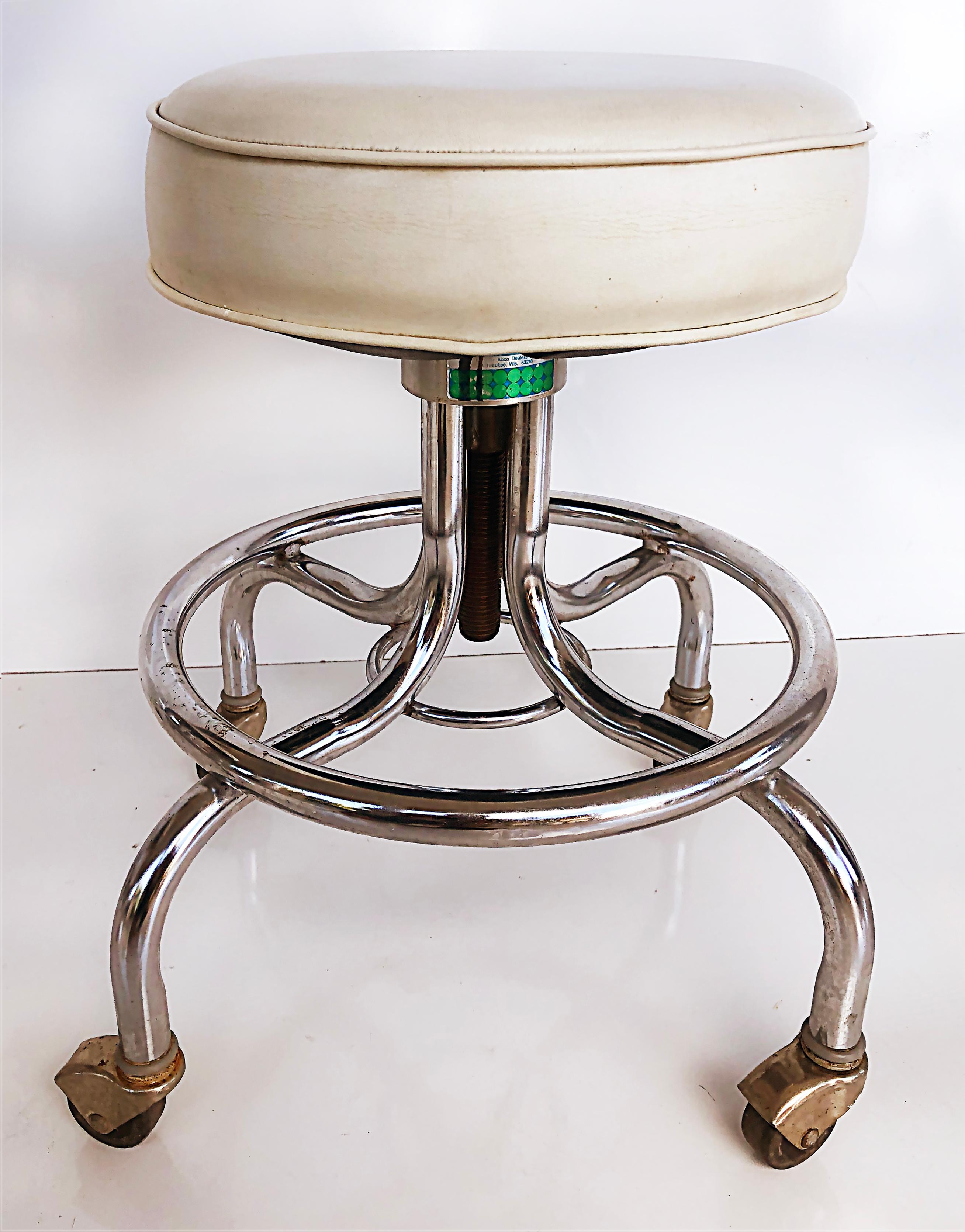 MidCentury Industrial Adjustable Chrome Counter Stools on Casters