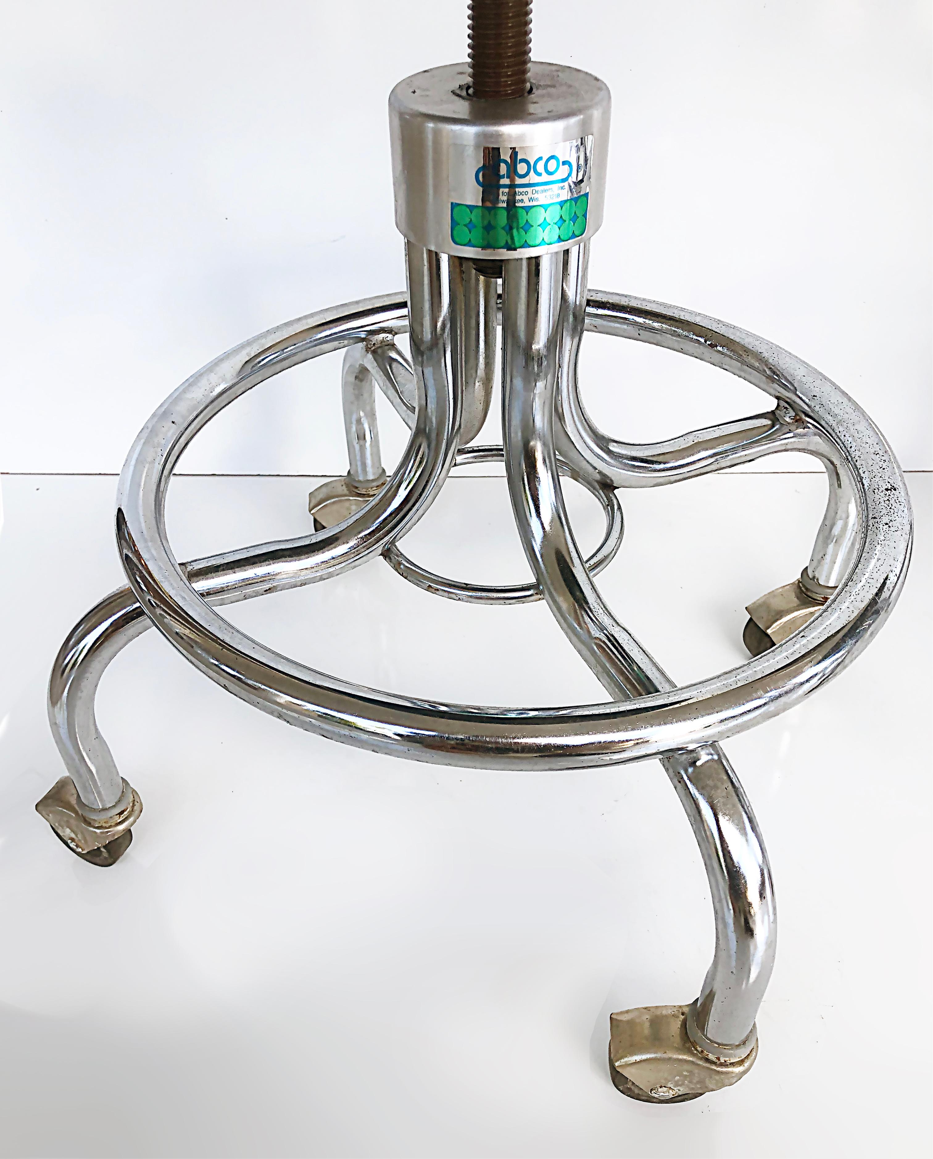 Mid-Century Industrial Adjustable Chrome Counter Stools on Casters, Pair 3