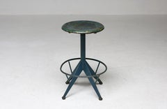Taburete verde industrial ajustable de mediados de siglo, de Mautren, Italia, 1960