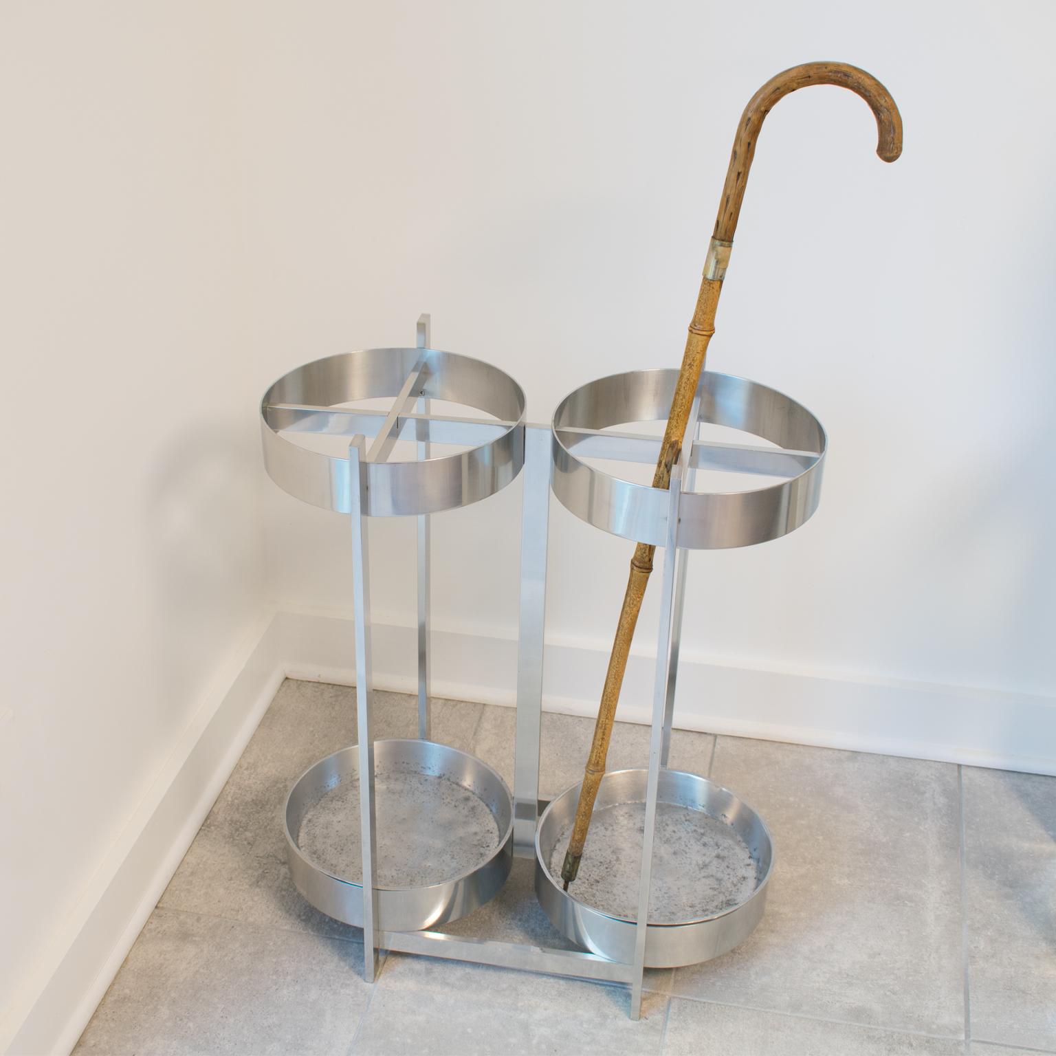 Mid-Century Industrial Aluminum Umbrella Stand Holder For Sale 5