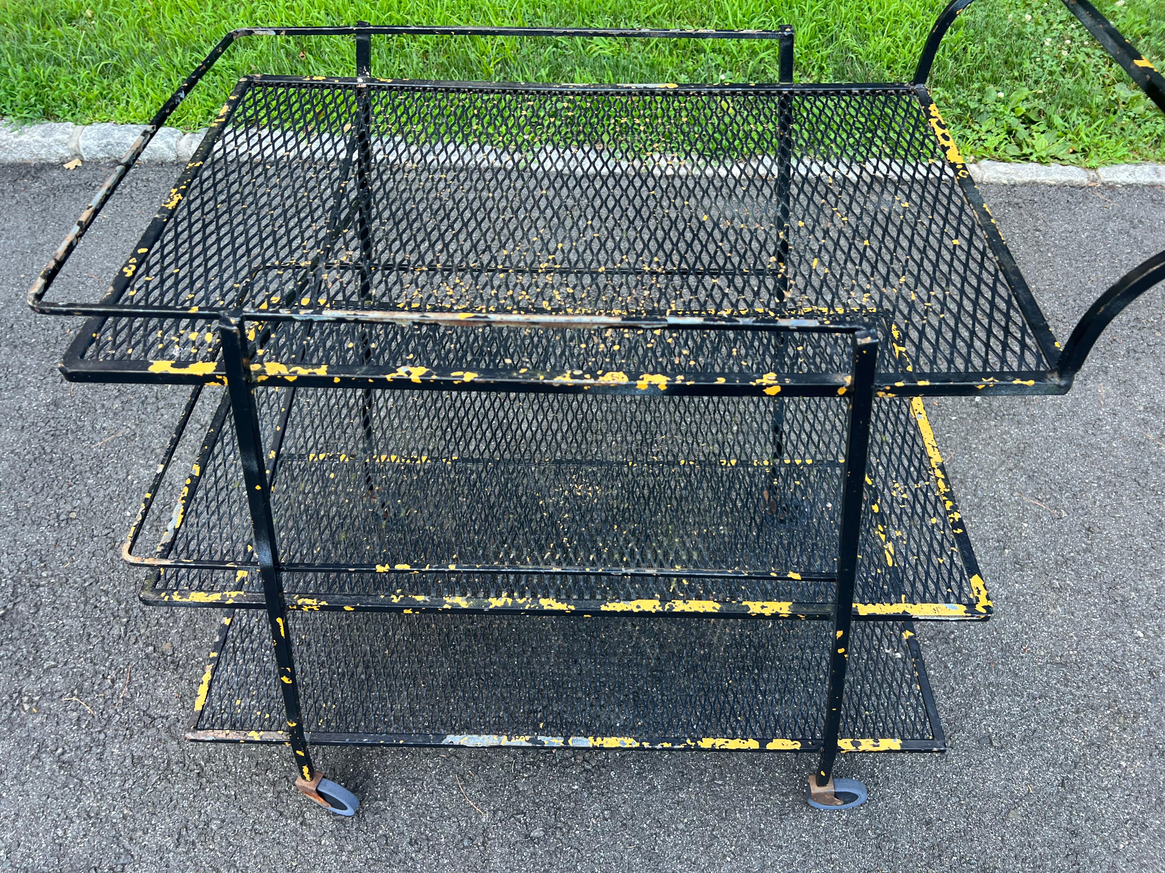 Mid-20th Century Mid Century Industrial Bar Cart by Salterini for Woodard For Sale