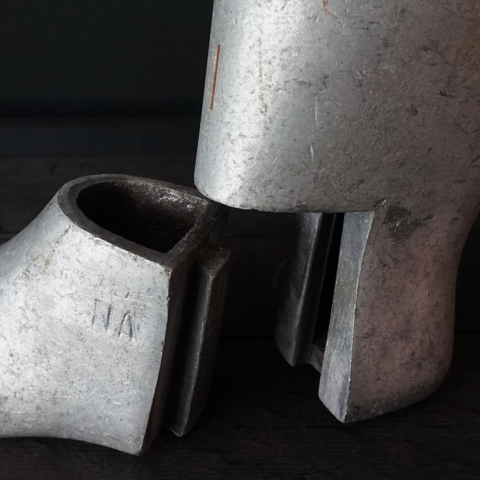 Mid Century Industrial Cast Aluminium Set of Left Size 9 Men Rubber Boot Moulds For Sale 4