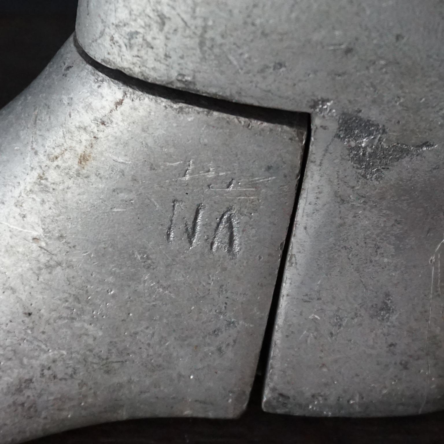 Mid Century Industrial Cast Aluminium Set of Left Size 9 Men Rubber Boot Moulds For Sale 9