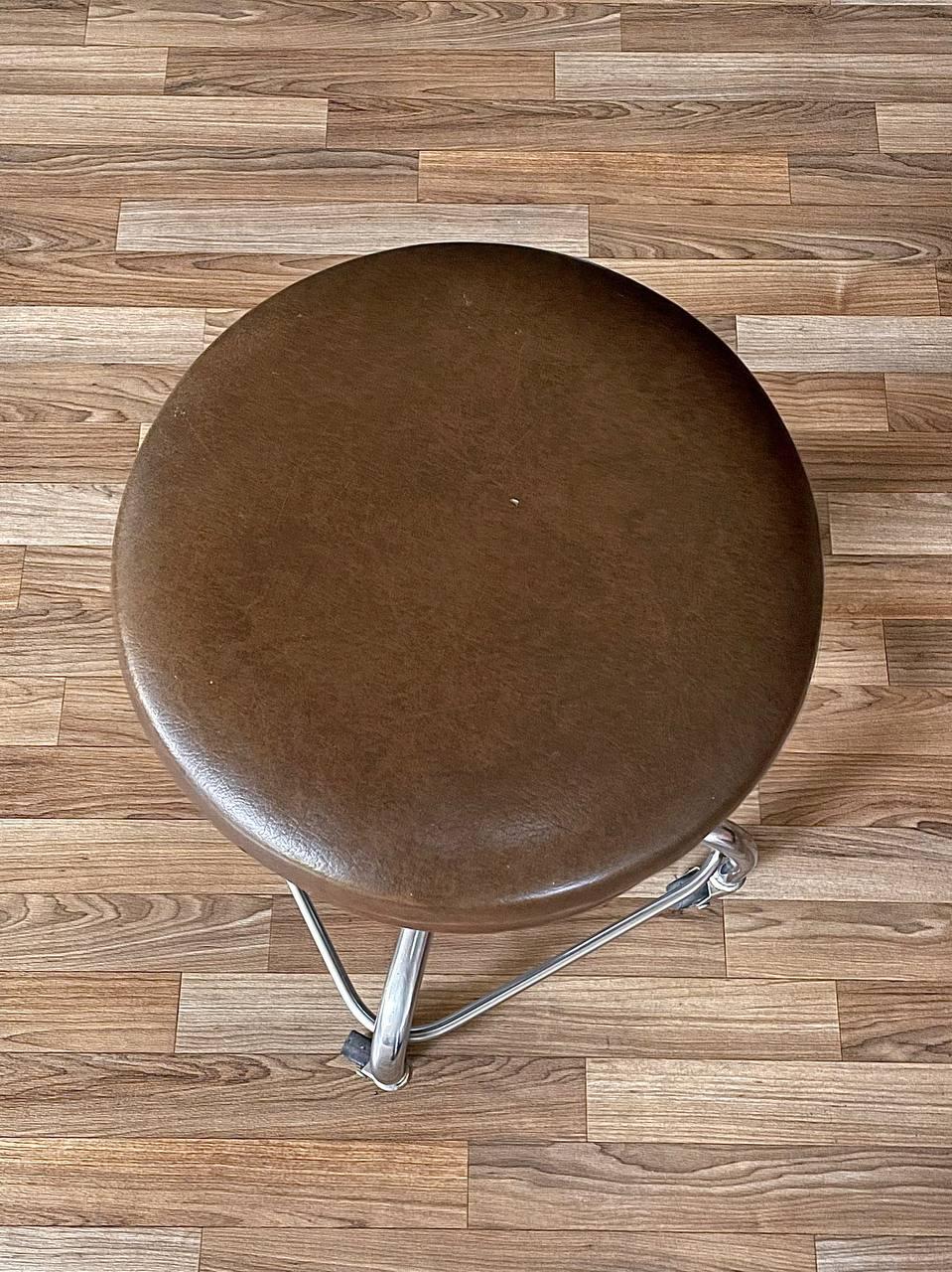 Mid-20th Century Mid-Century Industrial Chrome Adjustable Drafting Stool by Pedigo