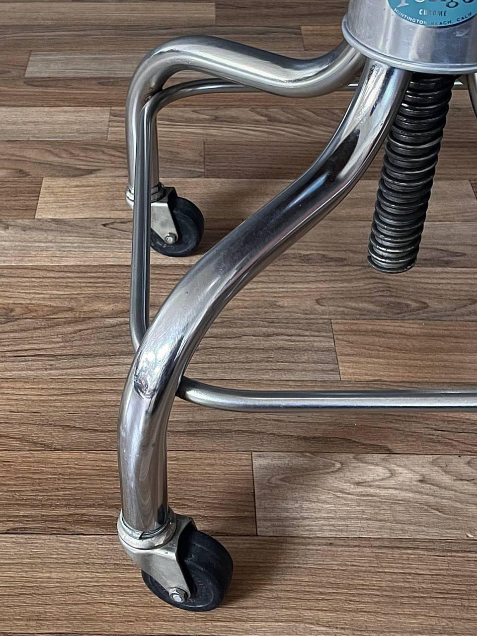 Mid-Century Industrial Chrome Adjustable Drafting Stool by Pedigo 3