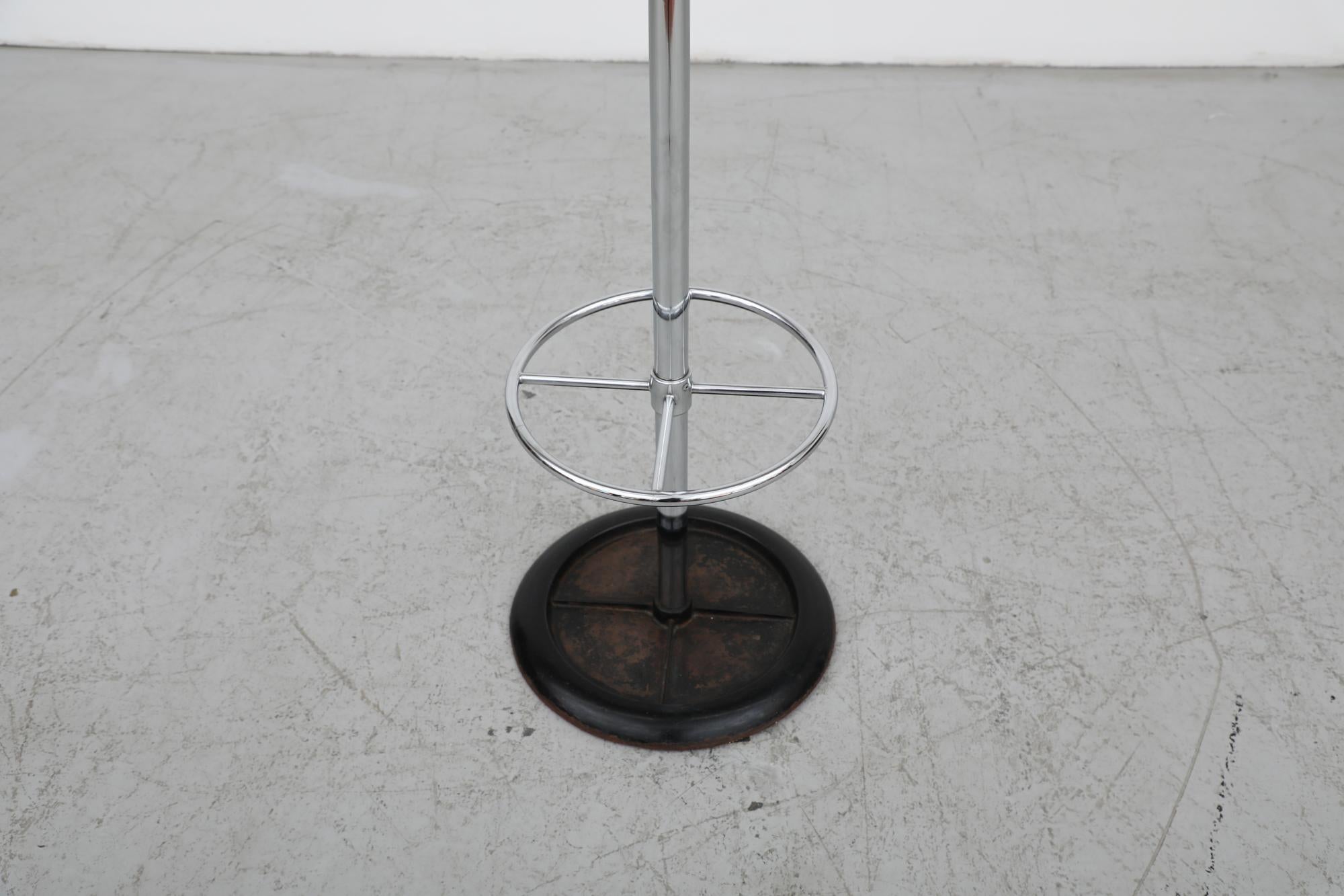 Mid-Century Industrial Metal Coat Rack w/ Hooks & Umbrella Stand by Oosterwolde In Good Condition For Sale In Los Angeles, CA