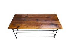 Mid-Century Industrial Coffee Table with Steel Base