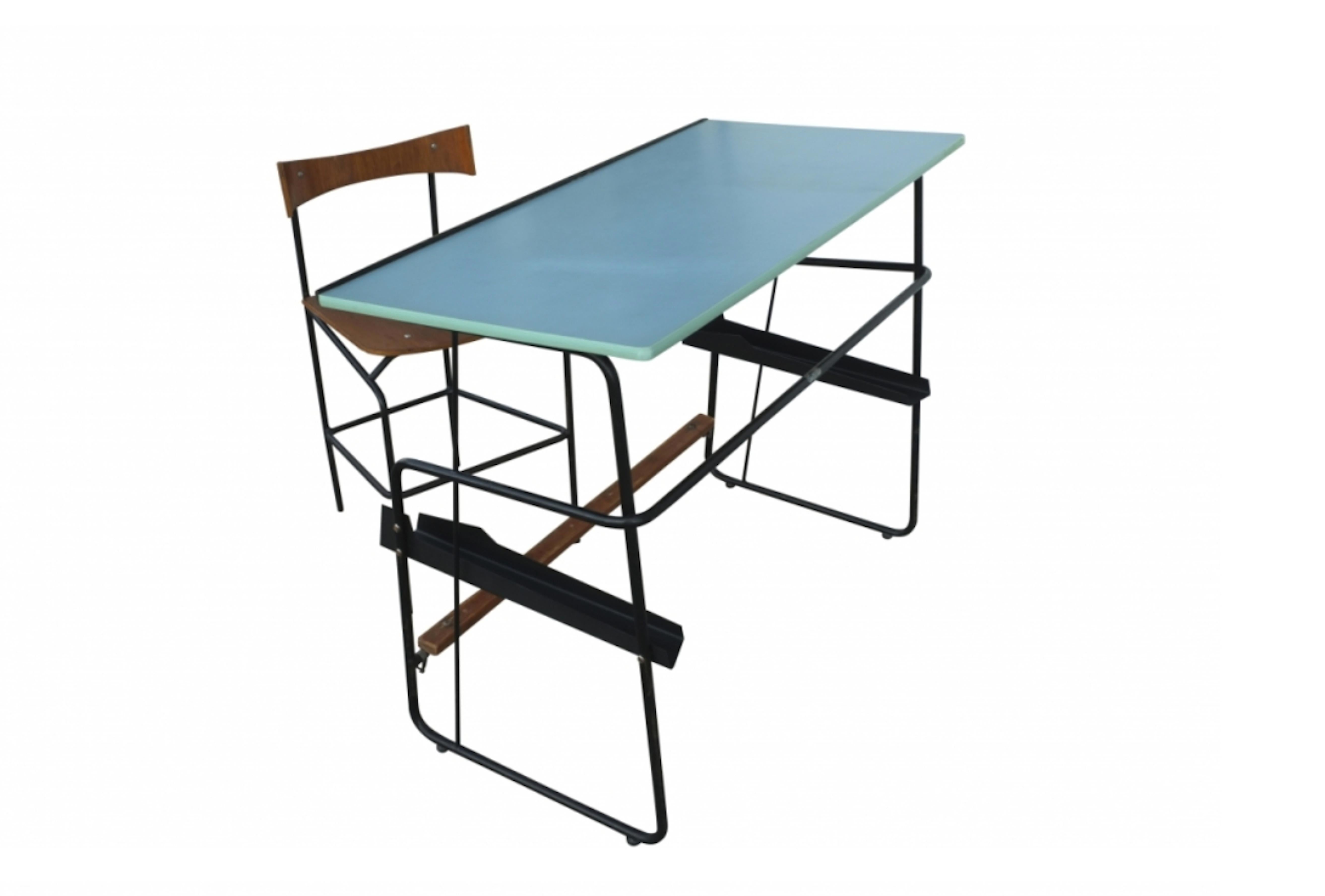 Midcentury Industrial Desk by Jacques Seeuws, 1959 In Good Condition In Madrid, ES