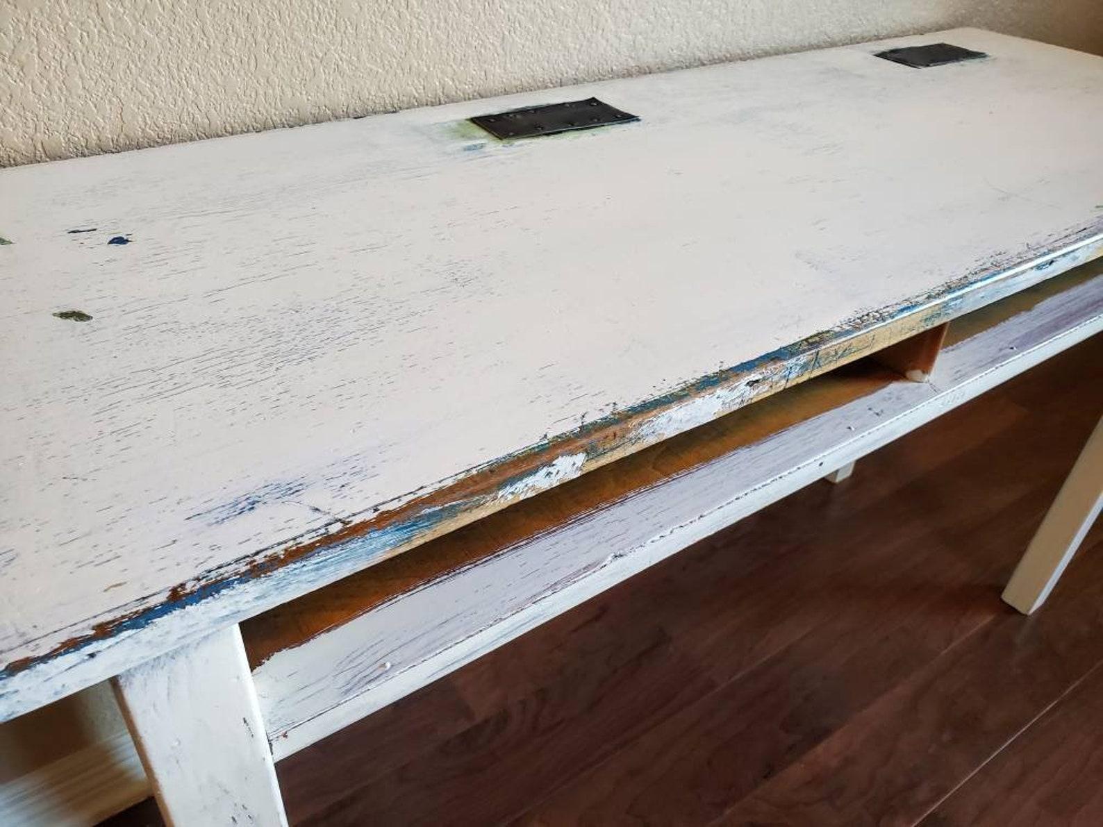 Mid-Century Industrial Distressed Painted Desk 2
