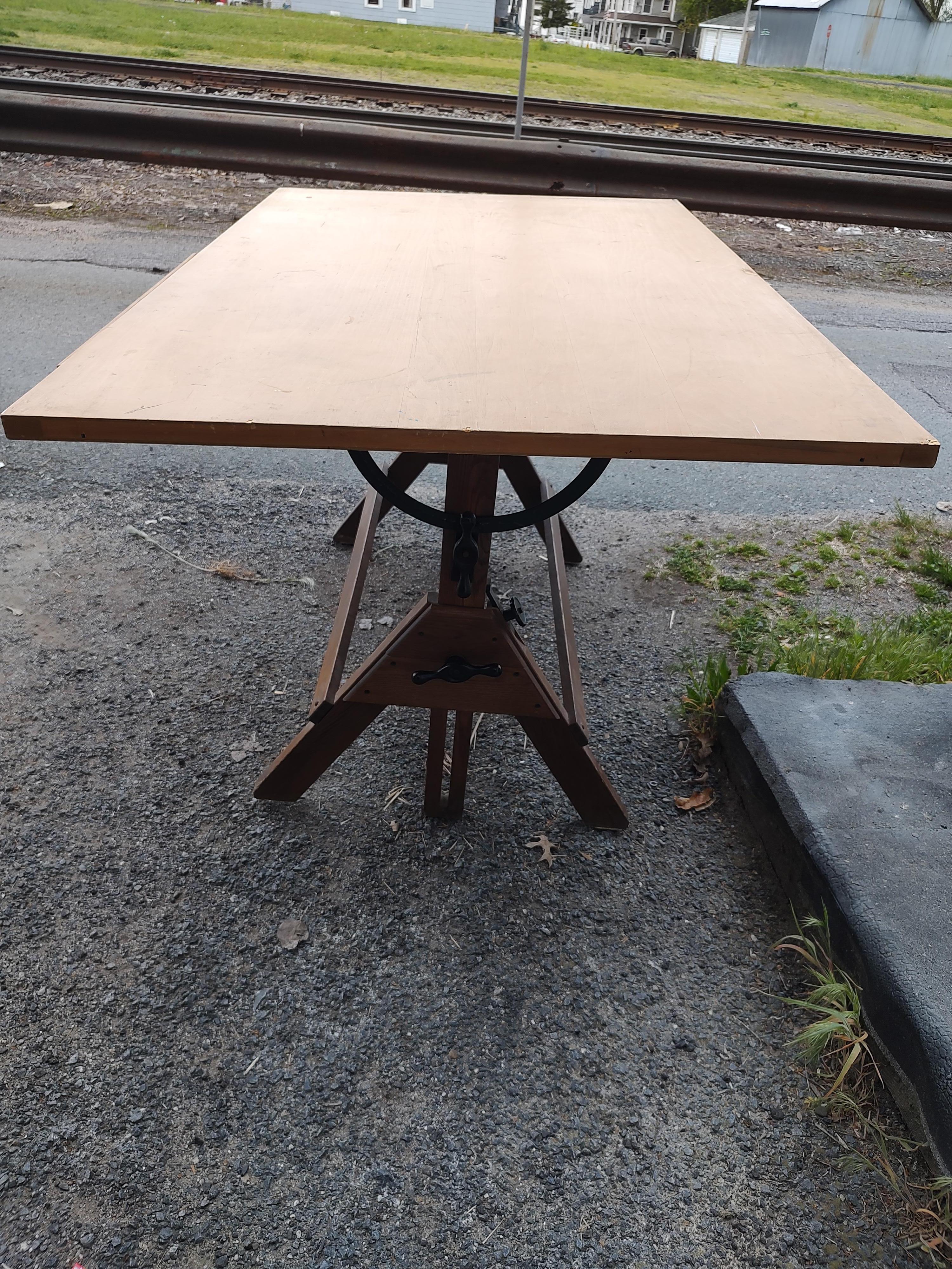 Mid Century Industrial Drafting Art Table C1945 by Hamilton  1