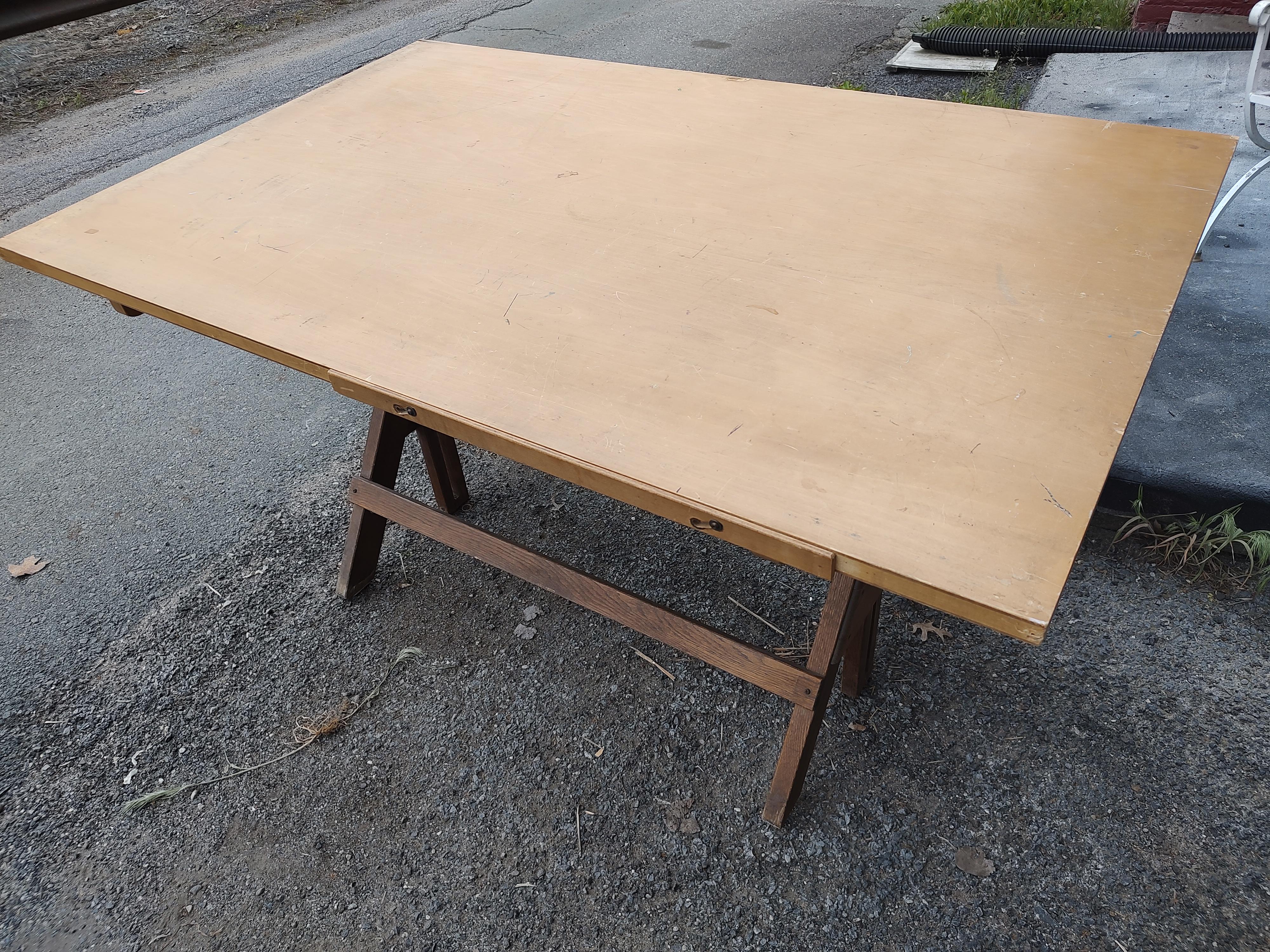 Mid-20th Century Mid Century Industrial Drafting Art Table C1945 by Hamilton 