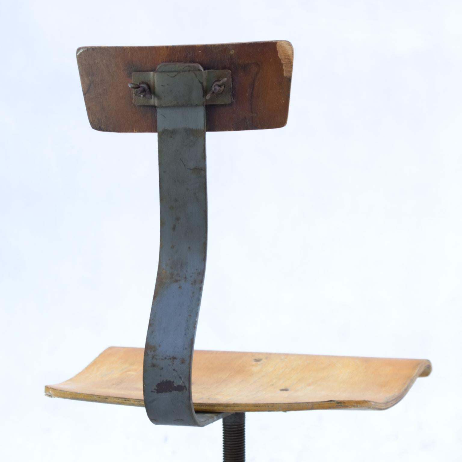 Czech Midcentury Industrial Factory Swivel Chair, circa 1950
