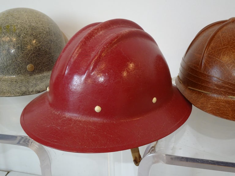 MidCentury Industrial Fiberglass Helmet / Hard Hat Collection For Sale