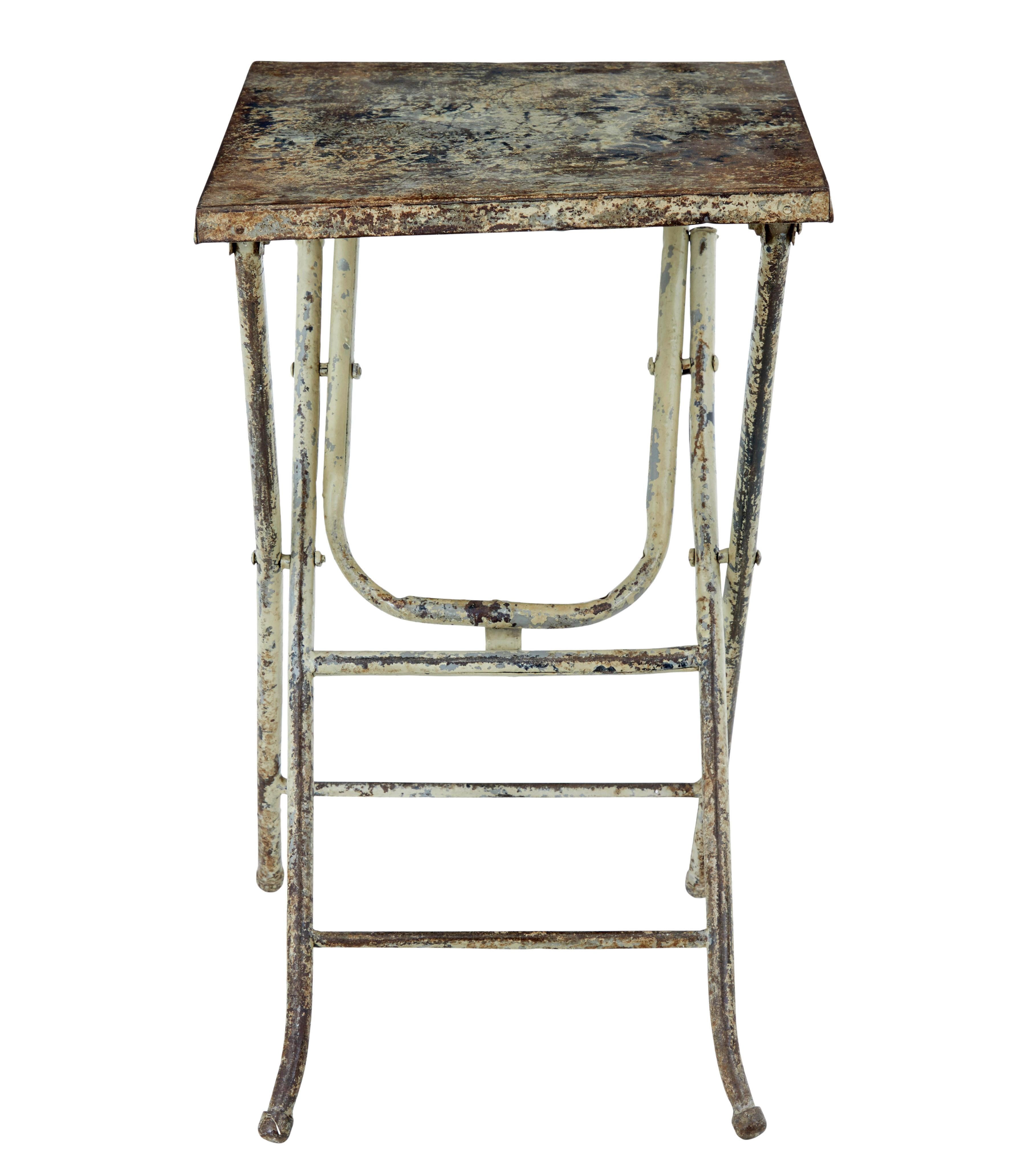 Industrial Mid century industrial folding side table For Sale