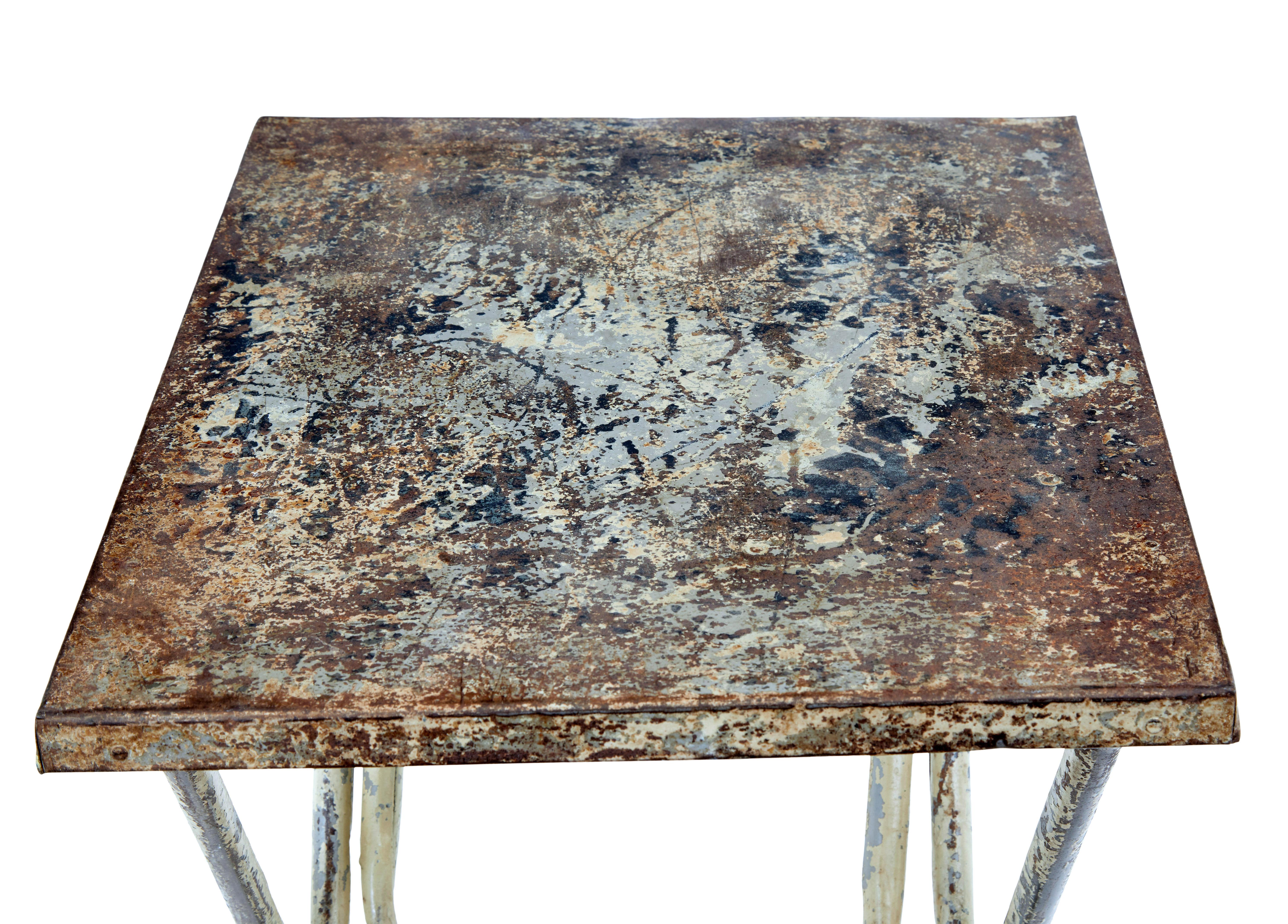 Mid century industrial folding side table In Good Condition For Sale In Debenham, Suffolk