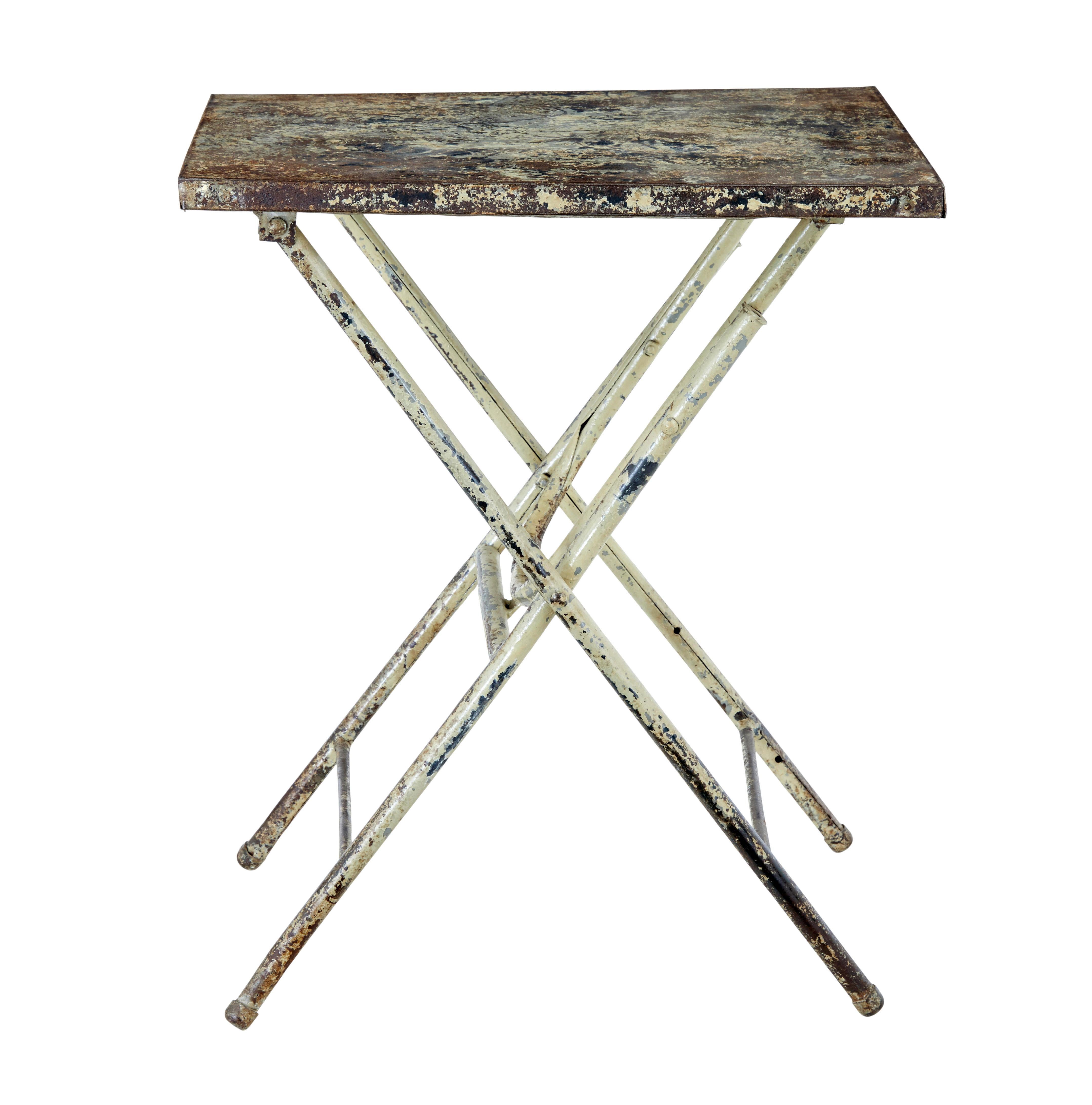 Steel Mid century industrial folding side table For Sale