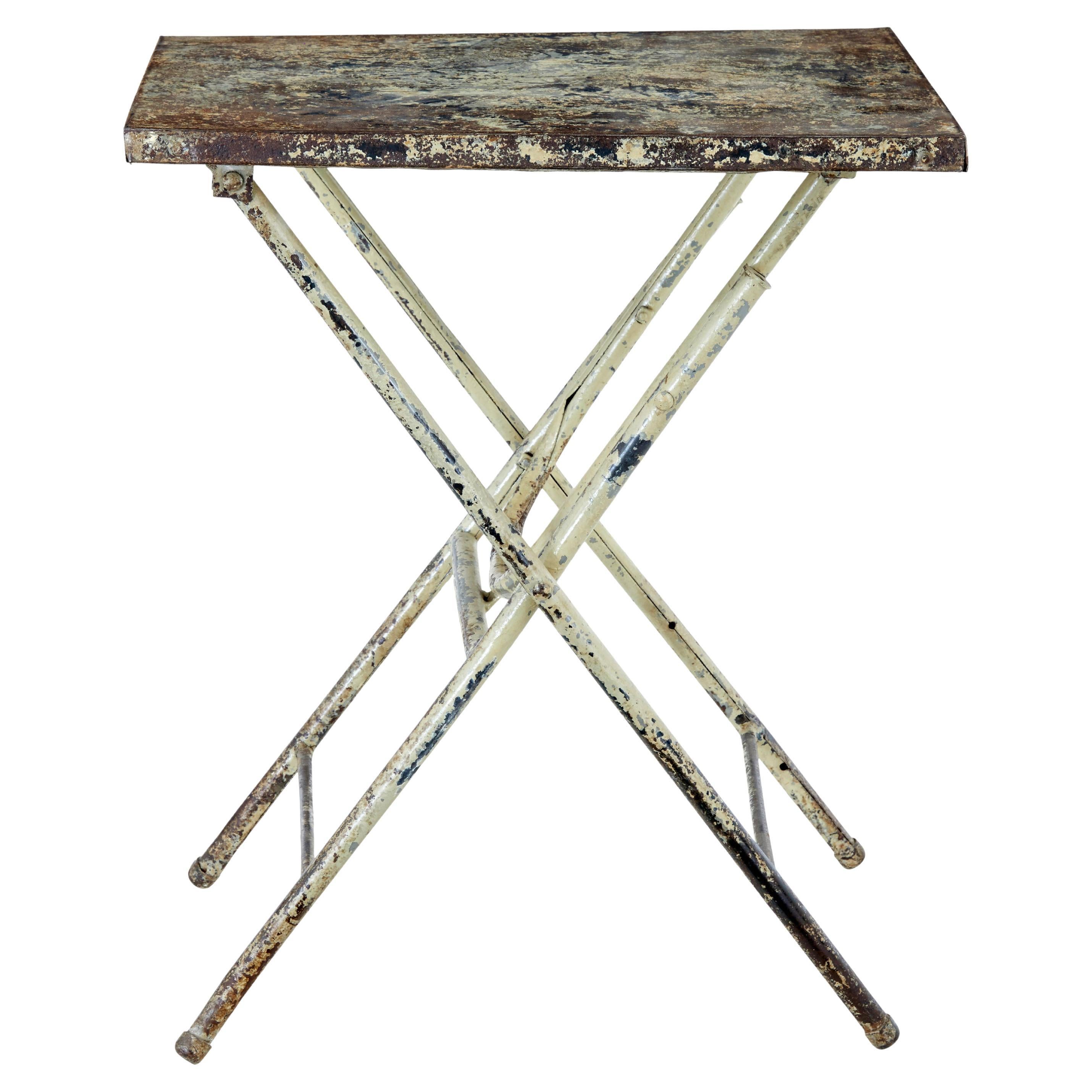 Mid century industrial folding side table For Sale