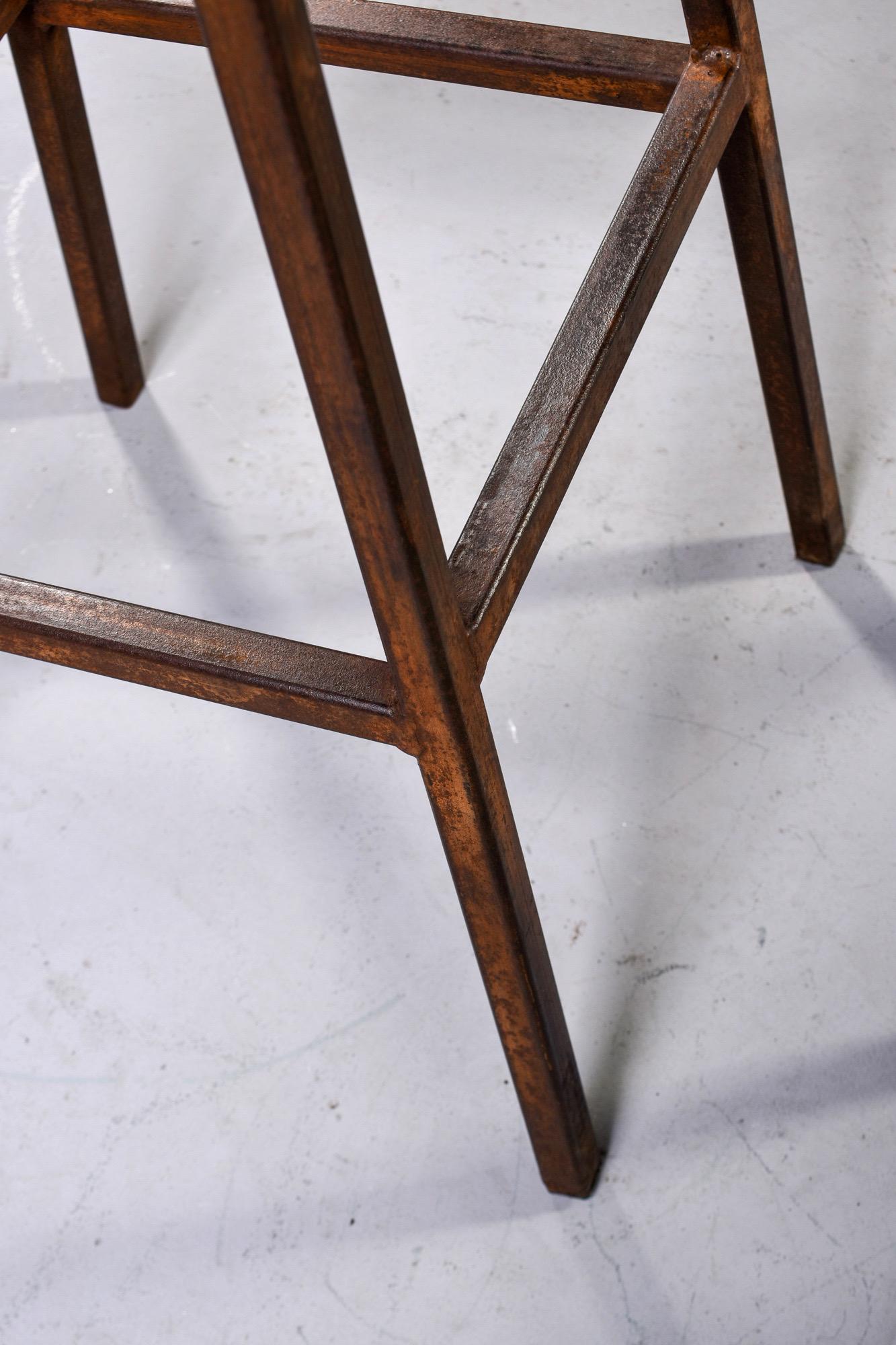 Mid Century Industrial Iron Bar Height Stool 5