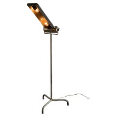 Vintage Mid-Century Industrial Medical Floor Lamp in White Enamel and Steel