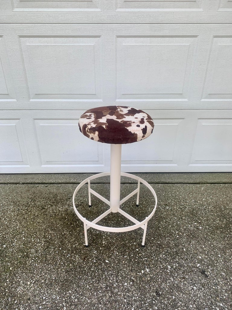 MidCentury Industrial Metal Bar Stools, Set of 3 For Sale at 1stDibs