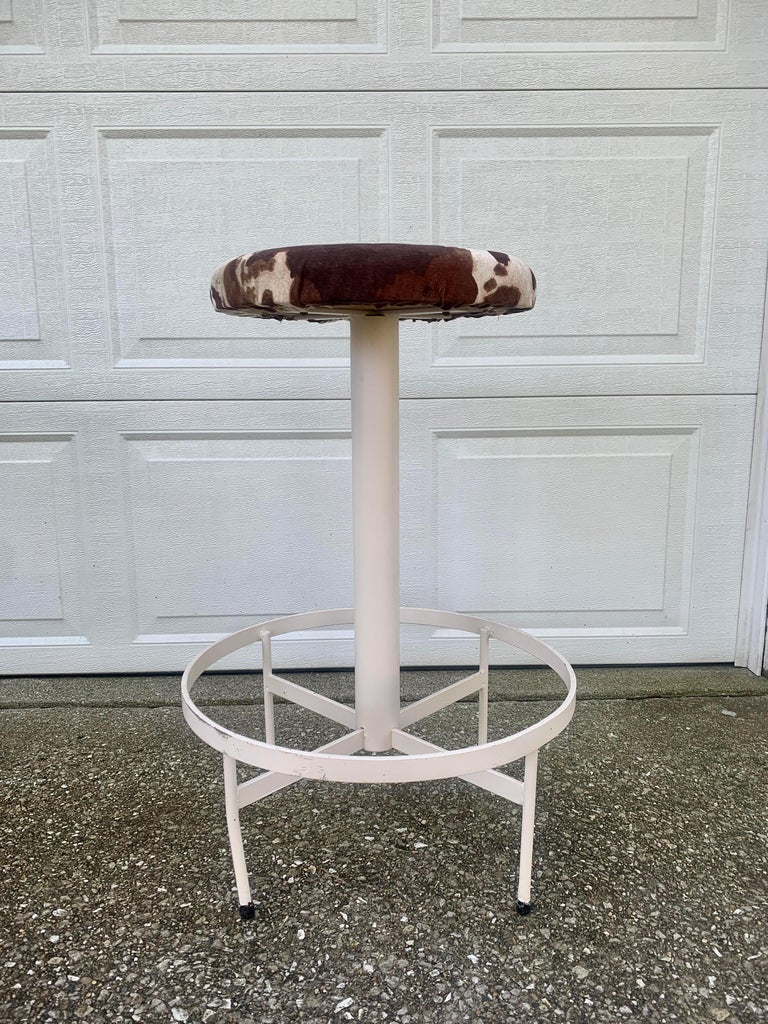 MidCentury Industrial Metal Bar Stools, Set of 3 For Sale at 1stDibs