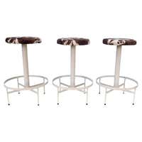 Mid Century Pair Heavy Coil Spring Bar Stools Pair Industrial Steam ...