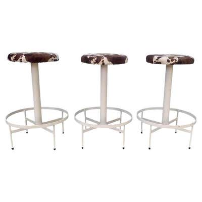 Mid Century Pair Heavy Coil Spring Bar Stools Pair Industrial Steam ...