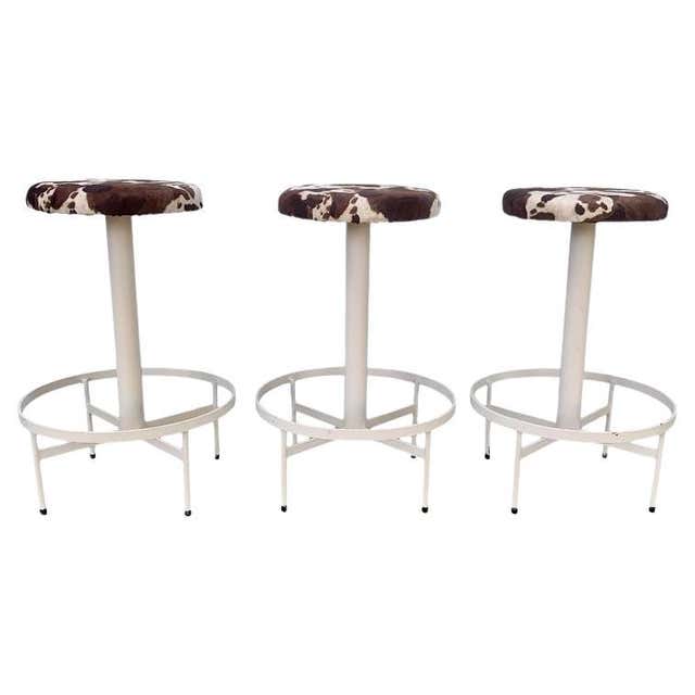 Mid Century Pair Heavy Coil Spring Bar Stools Pair Industrial Steam ...