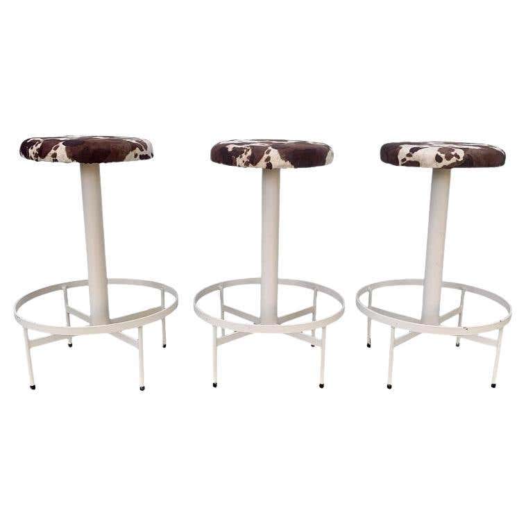 Mid Century Pair Heavy Coil Spring Bar Stools Pair Industrial Steam ...