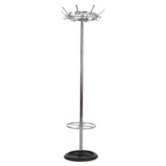 Mid-Century Industrial Metal Coat Rack w/ Hooks & Umbrella Stand by Oosterwolde
