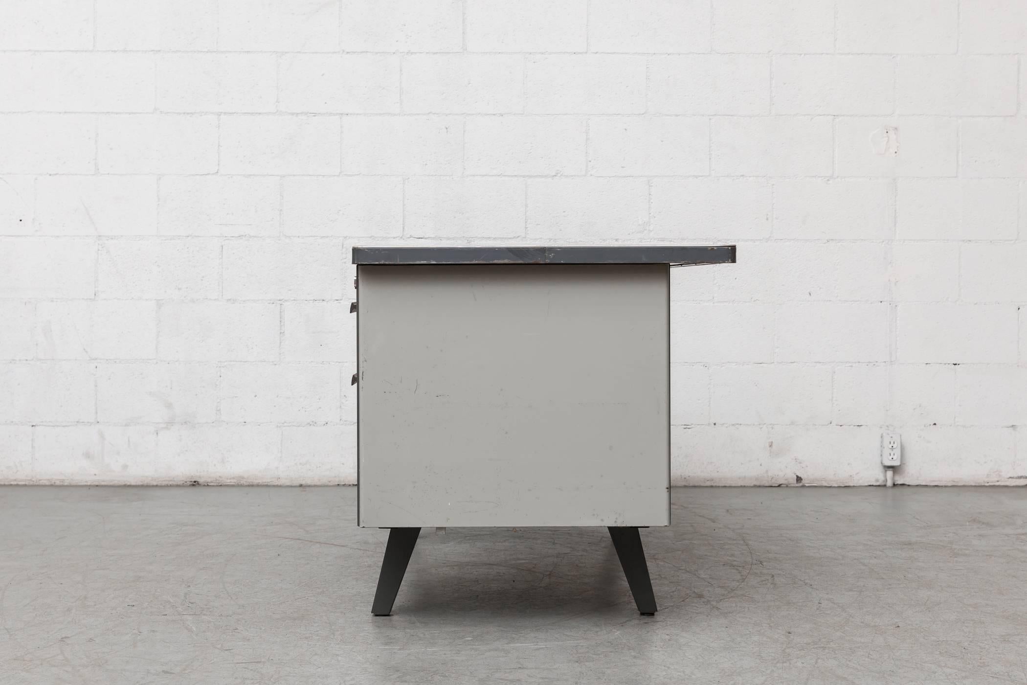 red metal desk