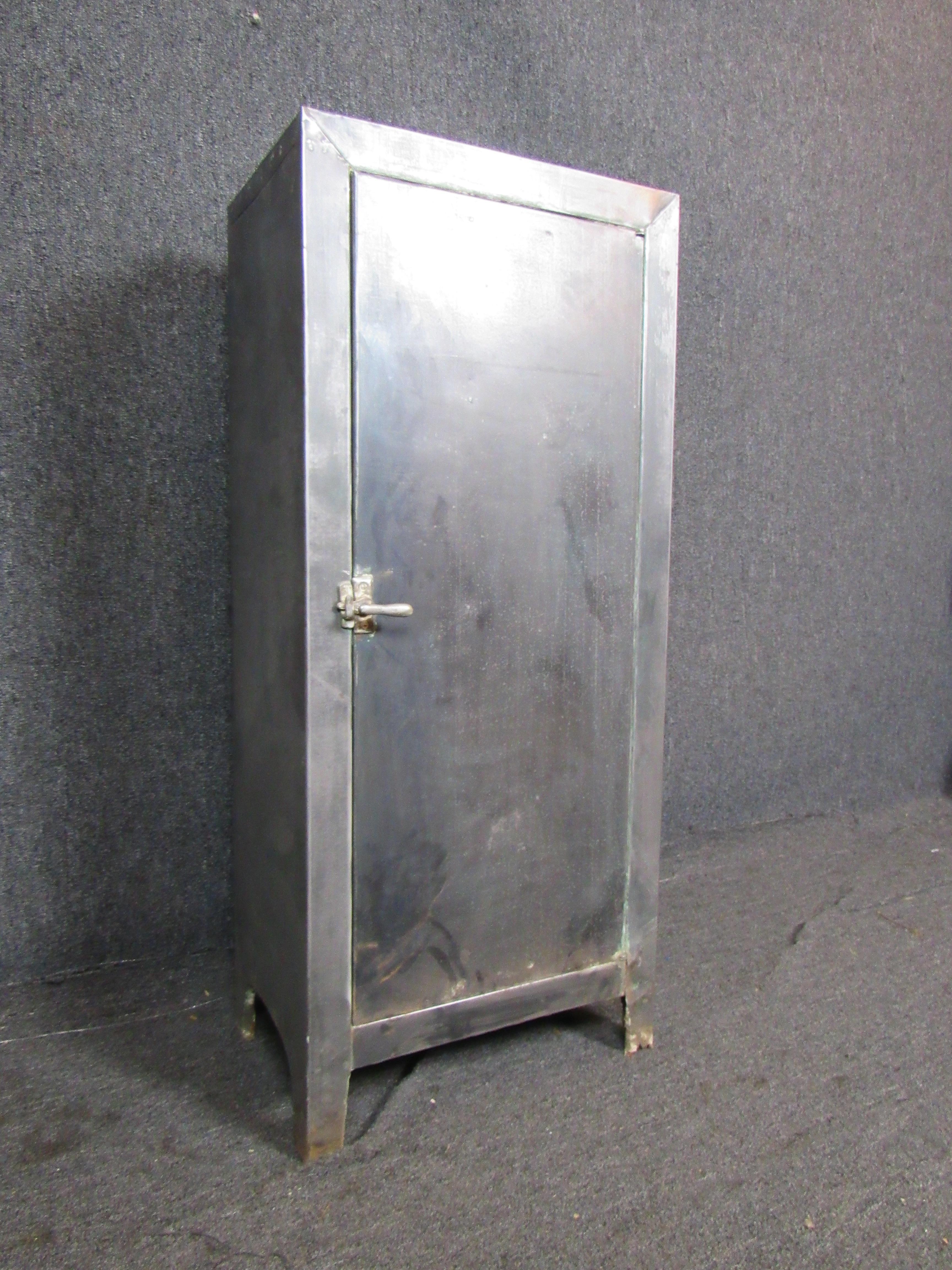 American Mid-Century Industrial Metal Medical Cabinet