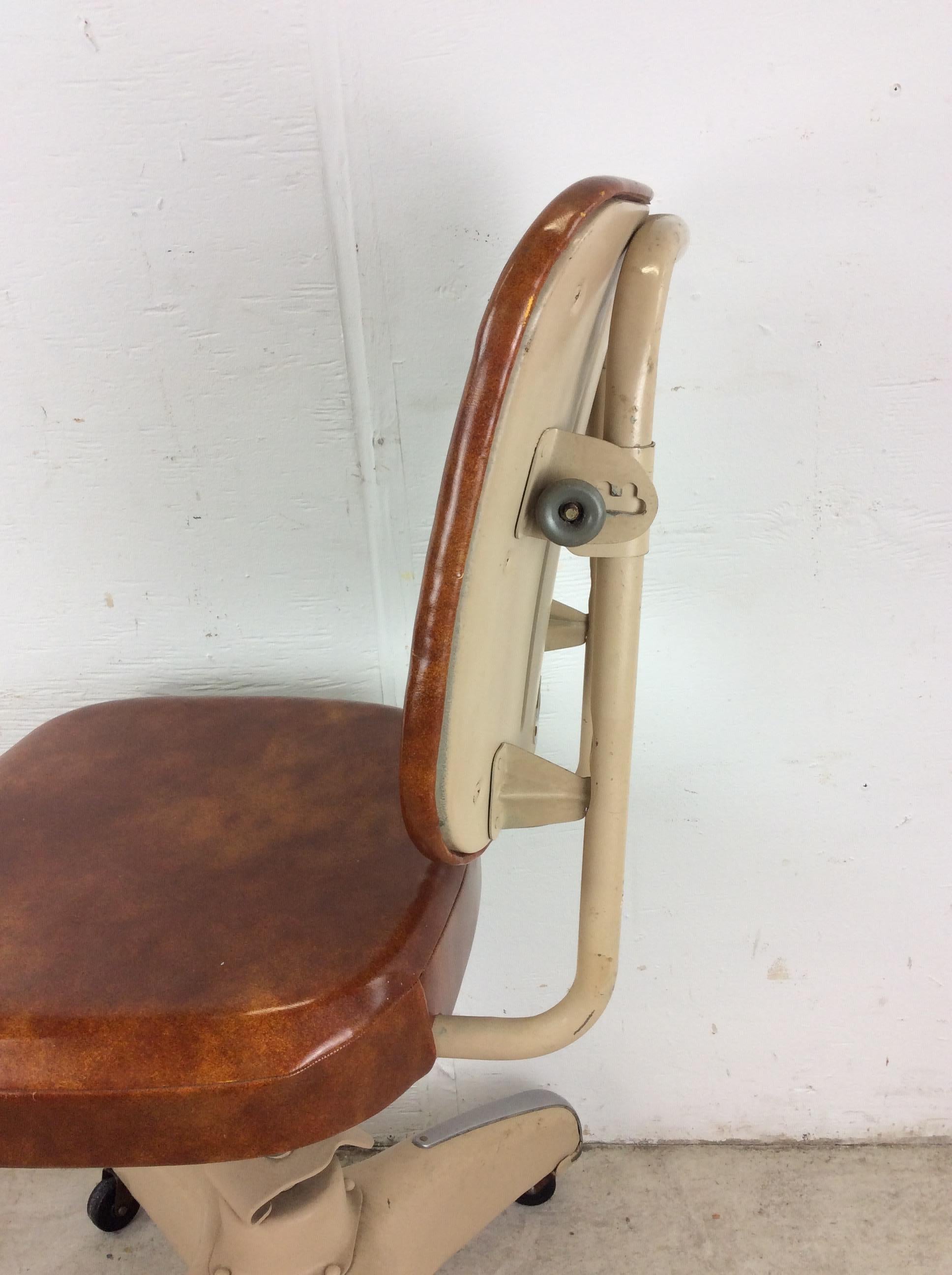 Mid Century Industrial Office Chair with Swivel Base & Wheels For Sale 4